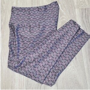 Onzie Pants with Purple and Blue Geometric Design